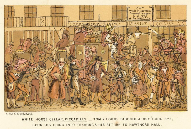 White Horse Cellar, Piccadilly tekijältä Isaac, Robert and George Cruikshank