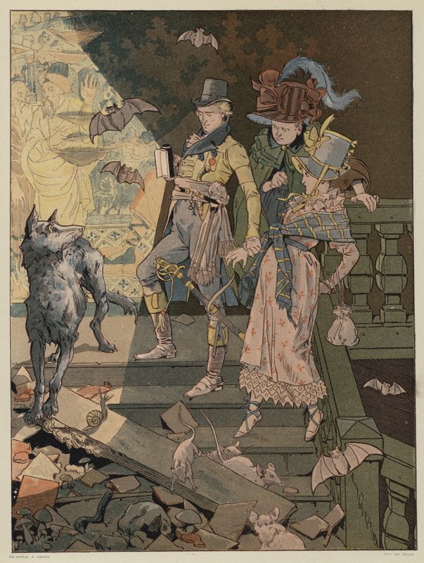 Kohtaus La Dame de Gai-Fredonista, kirjoittaja Quatrelles (Ernest L