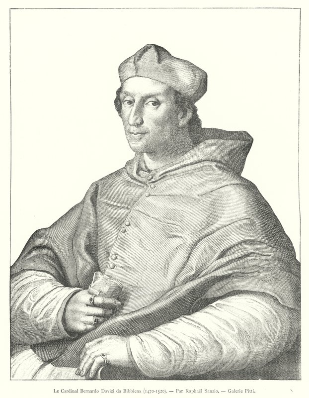 Kardinaali Bernardo Dovizi da Bibbiena, 1470-1520, Par Raphael Sanzio, Galerie Pitti tekijältä Italian School