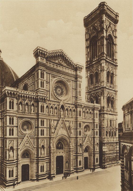 Firenze / Firenze: Katedraalin julkisivu, Arch De Fabris ja del Moro (valkoinen kuva) tekijältä Italian Photographer