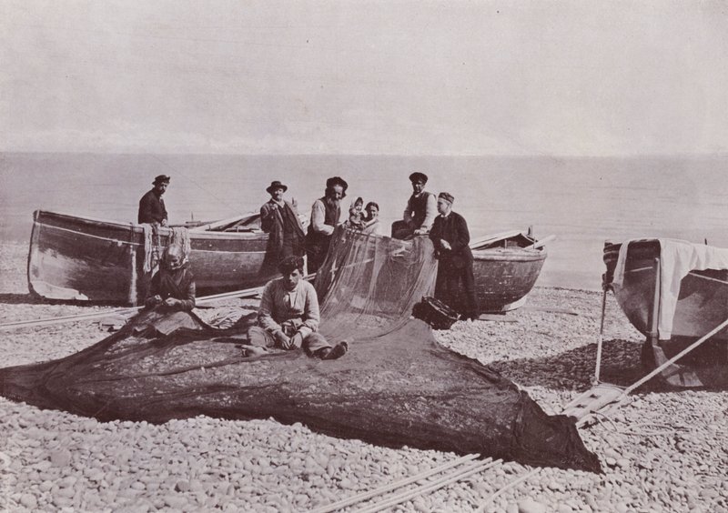 Italia: Bordighera, kalastajat työskentelevät (m/w kuva) tekijältä Italian Photographer