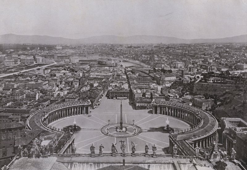 Italia: Rooma, panoraama otettu Pietarin kupolista (m/w kuva) tekijältä Italian Photographer