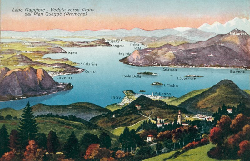 Maggiore-järvi, näkymä kohti Aronaa Pian Quaggesta, Premeno (värikuva) (värikuva) tekijältä Italian Photographer
