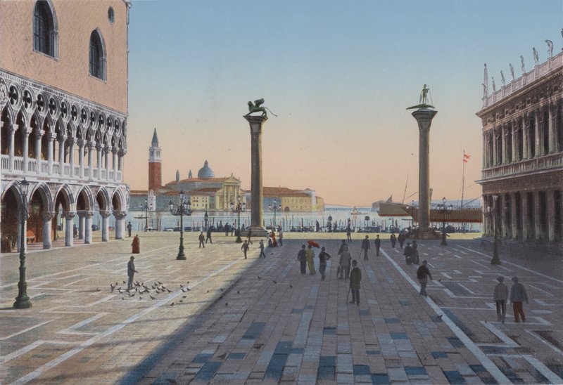 Venetsia, Piazzetta San Marco ja kaksi pylvästä (värillinen kuva) tekijältä Italian Photographer