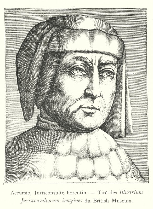 Accursio, Jurisconsulte Florentine, Tire des Kuvia kuvia British Museumin juristista (kaiverrus) tekijältä Italian School