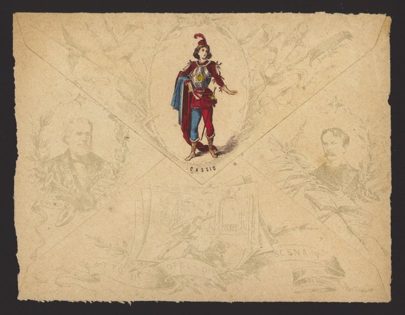 Cassio, Giuseppe Verdin Otello-oopperasta, William Shakespearen näytelmän pohjalta (värilitho) tekijältä Italian School