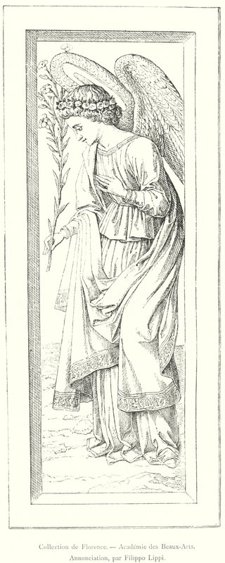 Firenzen kokoelma, Kuvataideakatemia, Annunciation, kirjoittanut Filippo Lippi (kaiverrus) tekijältä Italian School