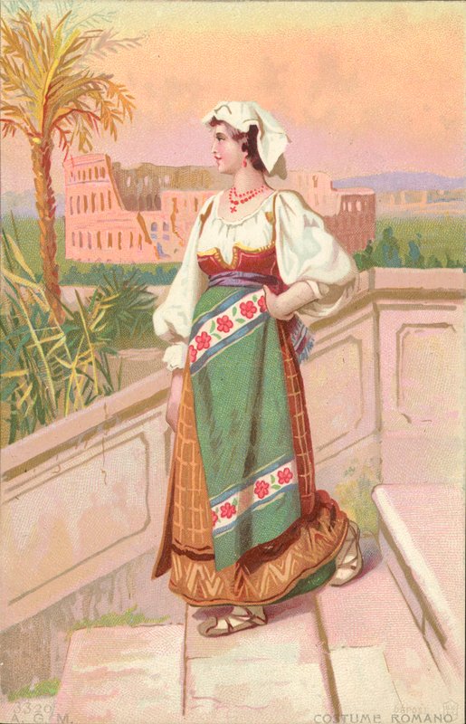 Roomalainen puku (chromolitho) tekijältä Italian School