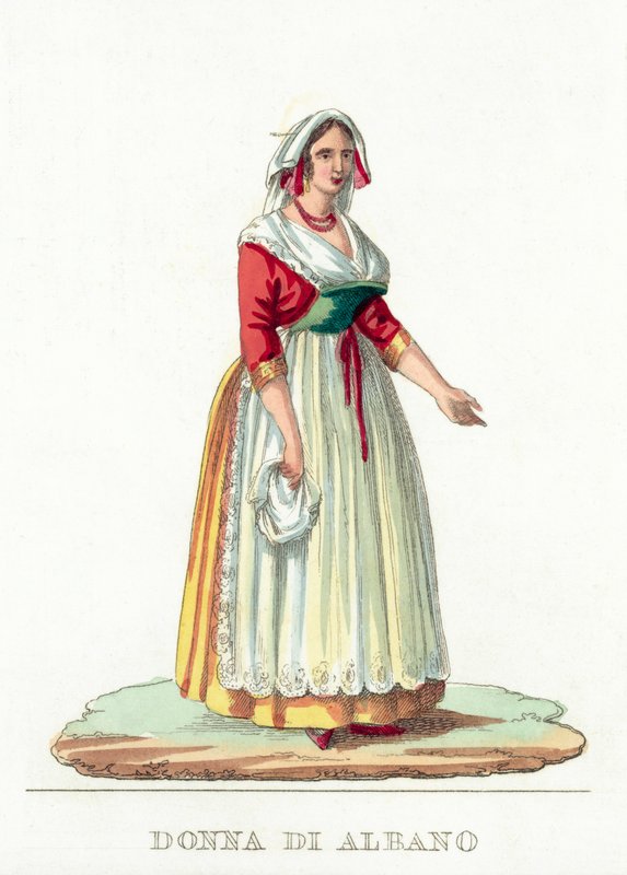 Donna Di Albano (värillinen kaiverrus) tekijältä Italian School