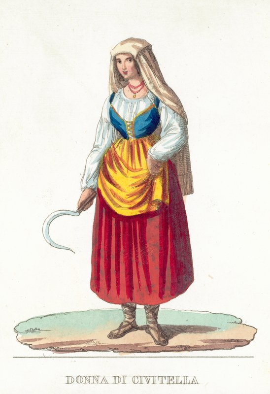 Donna Di Civitella (värillinen kaiverrus) tekijältä Italian School