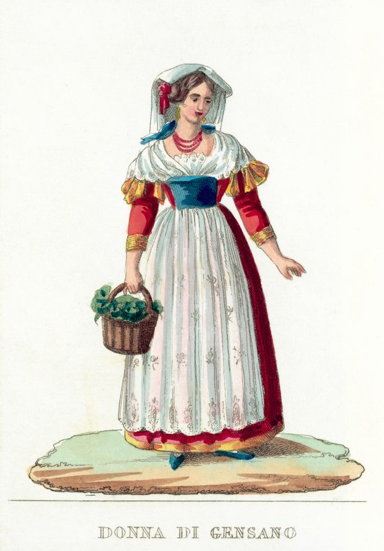 Donna Di Gensano (värillinen kaiverrus) tekijältä Italian School
