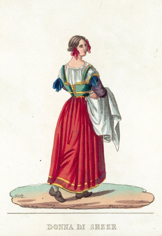 Donna Di Sezze (värillinen kaiverrus) tekijältä Italian School