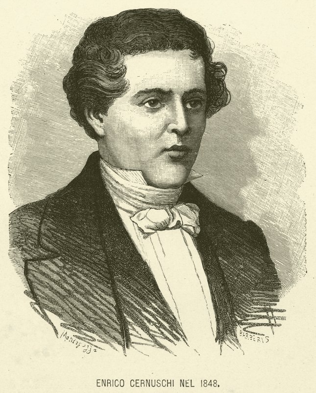Enrico Cernuschi vuonna 1848 (kaiverrus) tekijältä Italian School