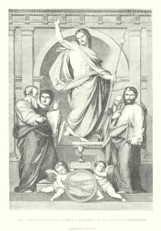 Fra Bartolommeo della Porta, Le Christ et les Quarte Evangelistes, Collection du Palais Pitti (kaiverrus) tekijältä Italian School