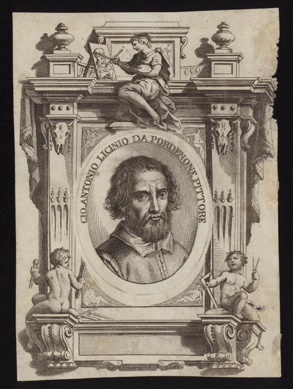 Giovanni Antonio de Sacchis, joka tunnetaan myös nimellä Il Pordenone ja Giovanni Antonio Licinio. Kaiverrus Giorgio Vasari tekijältä Italian School