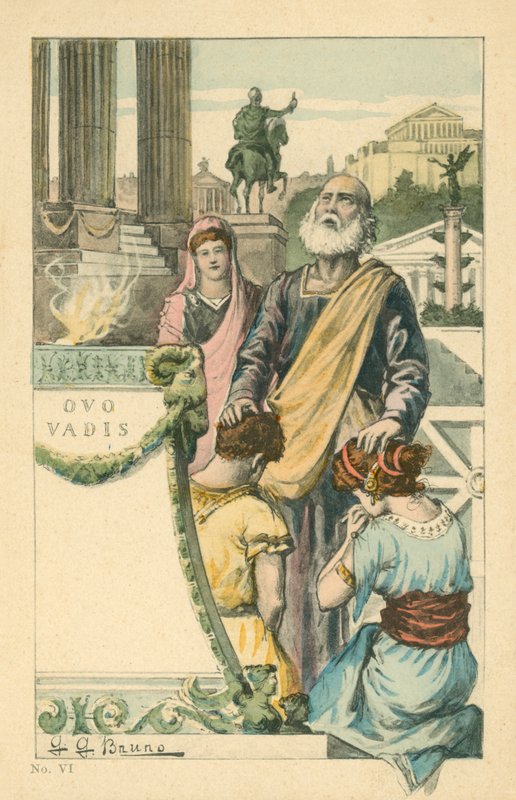 Kuvitus Henryk Sienkiewiczin romaaniin Quo Vadis (värilitografia). tekijältä Italian School