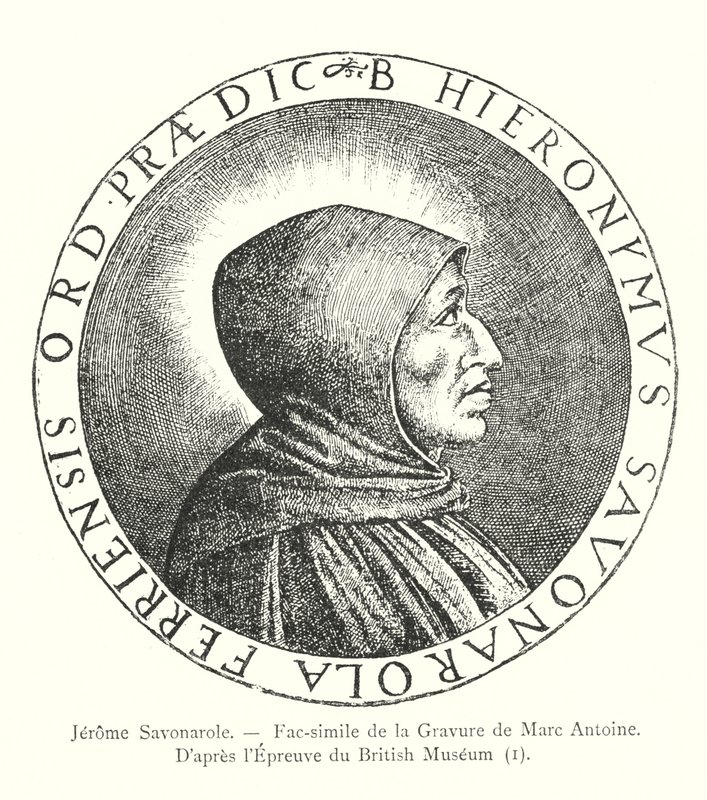 Jerome Savonarole, Faksimile Marc Antoinen kaiverruksesta, British Museumin todisteen jälkeen, I (kaiverrus) tekijältä Italian School