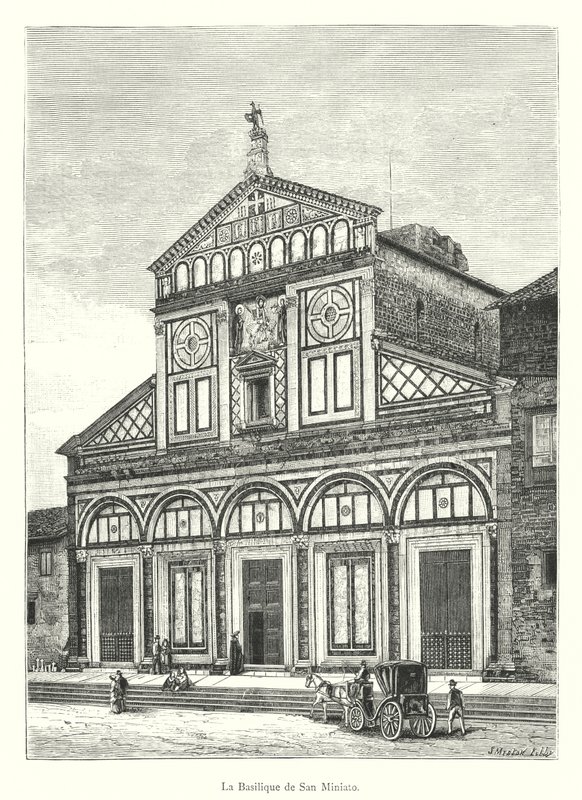 La Basilique de San Miniato (kaiverrus) tekijältä Italian School