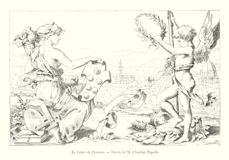 Firenzen nero, M Claudius Popelinin piirustus (kaiverrus) tekijältä Italian School