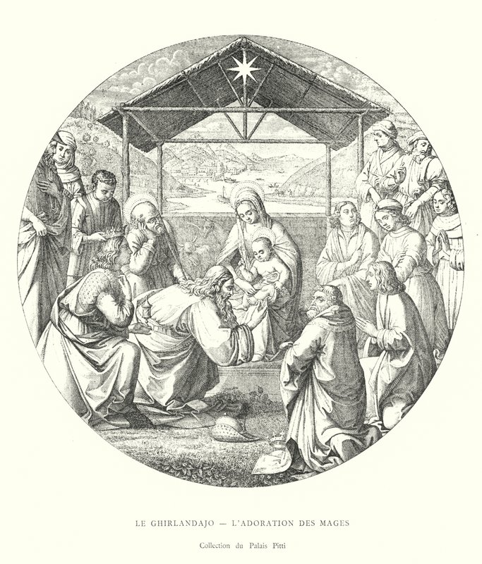 The Ghirlandajo, The Adoration of the Magi, Pitti Palace Collection (kaiverrus) tekijältä Italian School