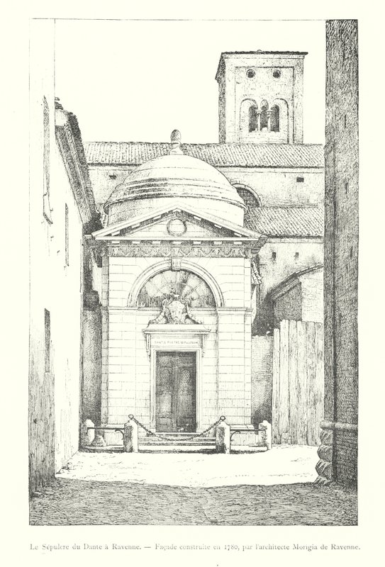 Danten hauta Ravennassa, Julkisivu rakennettu vuonna 1780, arkkitehti Morigia of Ravenna (kaiverrus) tekijältä Italian School
