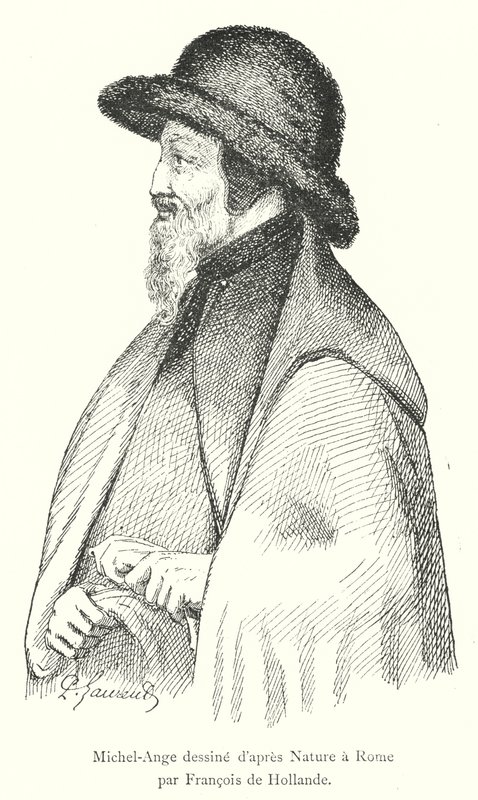 Francois de Hollanden piirtämä Michelangelo luonnon mukaan Roomassa (kaiverrus) tekijältä Italian School