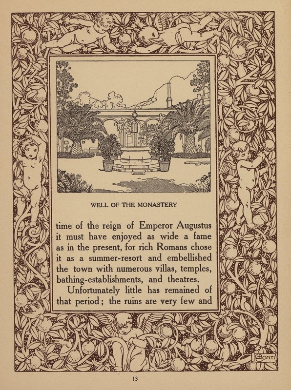 Sivu Taorminan San Domenico Palace -hotellin esitteestä (litografia). tekijältä Italian School