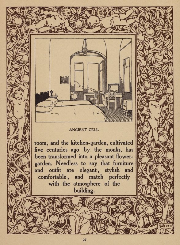 Sivu Taorminan San Domenico Palace -hotellin esitteestä (litografia). tekijältä Italian School