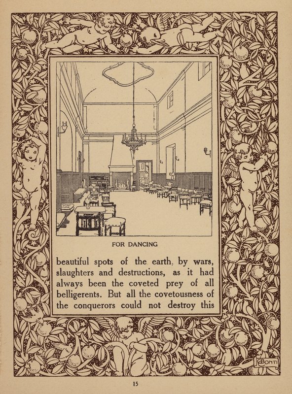 Sivu Taorminan San Domenico Palace -hotellin esitteestä (litografia). tekijältä Italian School