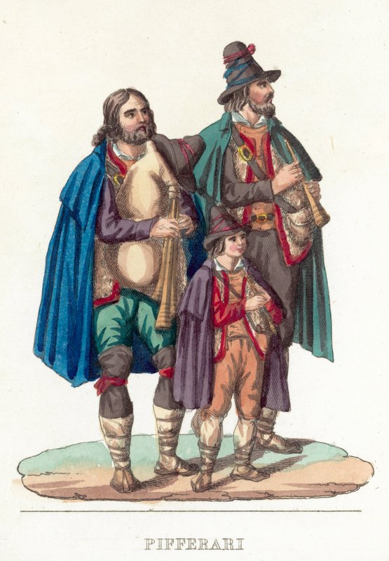 Pifferari (värillinen kaiverrus) tekijältä Italian School