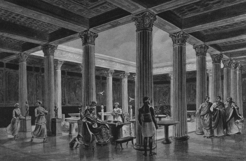 Pompeji: Vettii-talo (litho) tekijältä Italian School