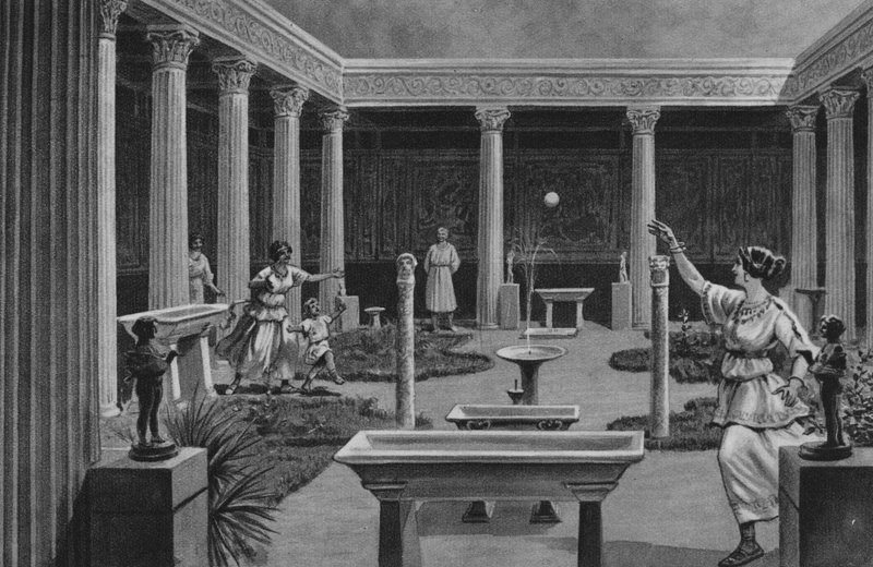 Pompeji: Vettii-talo (litho) tekijältä Italian School