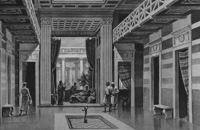 Pompei: Tanssivan faunin talo (litho) tekijältä Italian School