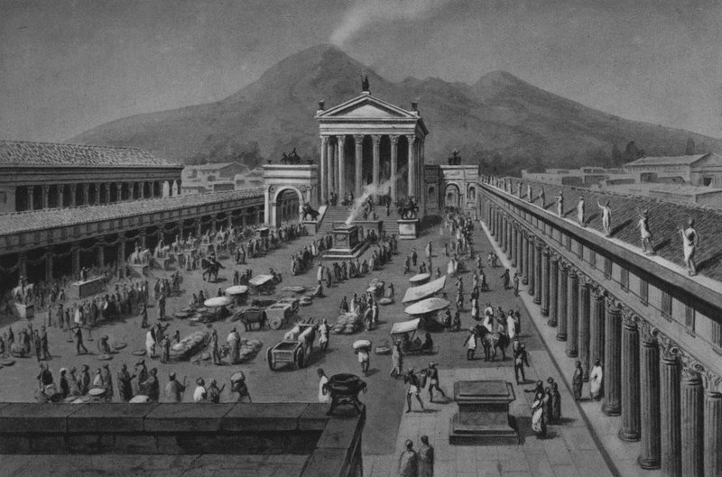 Pompei: kansalaisfoorumi (litho) tekijältä Italian School