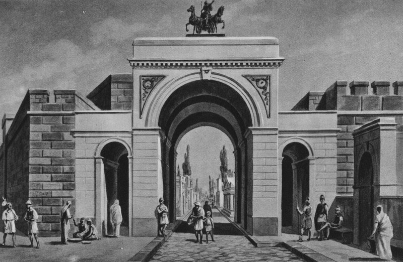 Pompeji: Porta Ercolana (litho) tekijältä Italian School
