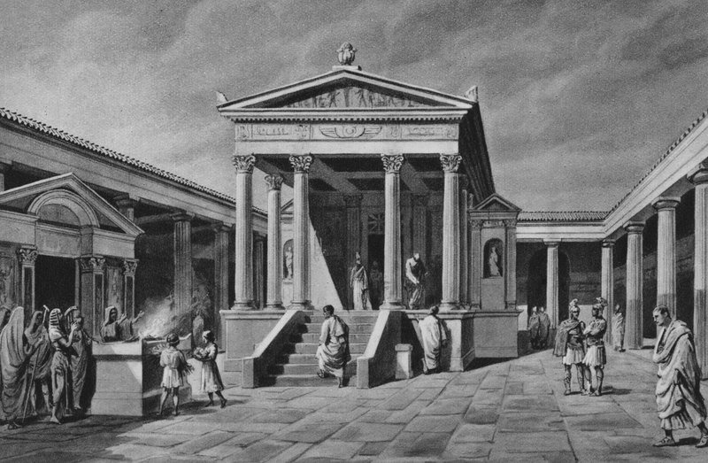 Pompei: Isisin temppeli (litho) tekijältä Italian School