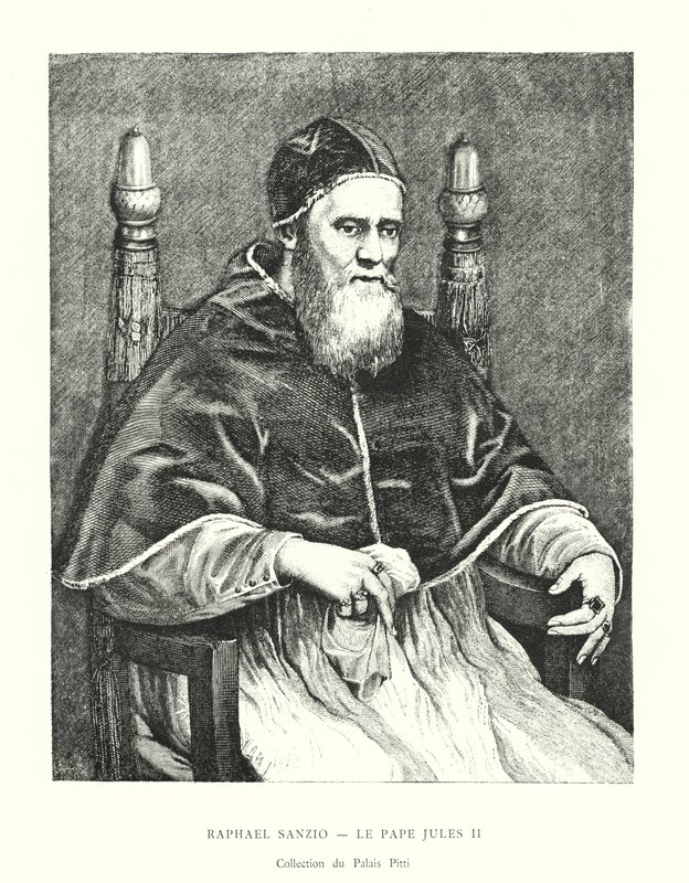 Raphael Sanzio, paavi Julius II, Pitti Palace Collection (kaiverrus) tekijältä Italian School