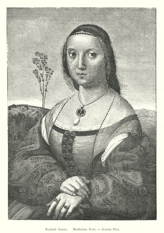Raphael Sanzio, Maddalena Doni, Galerie Pitti (kaiverrus) tekijältä Italian School