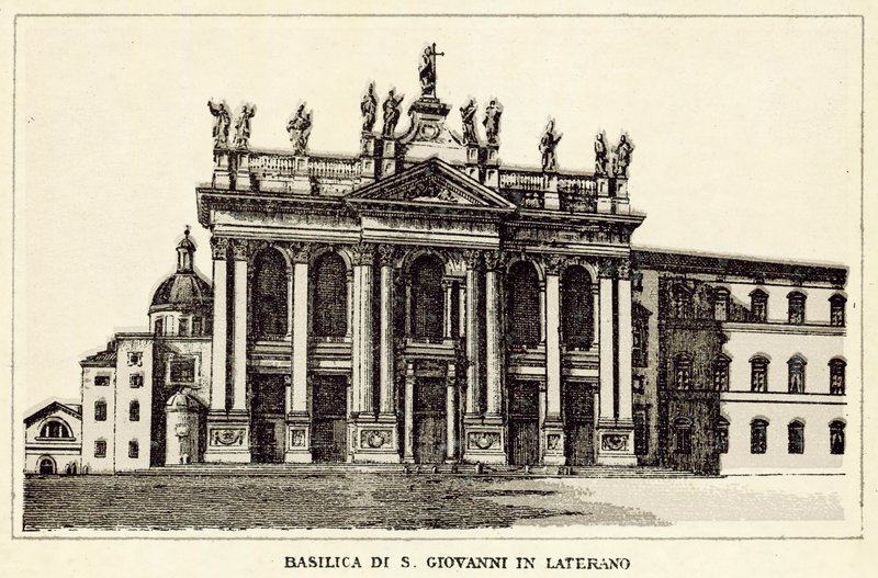 Rooma: Lateraanien Pyhän Johanneksen basilika (litho) tekijältä Italian School