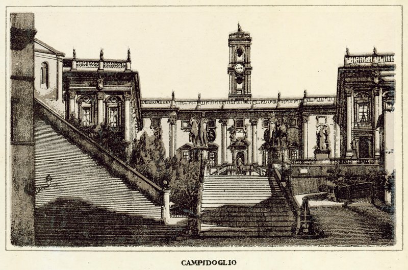 Rooma: Campidoglio (litho) tekijältä Italian School