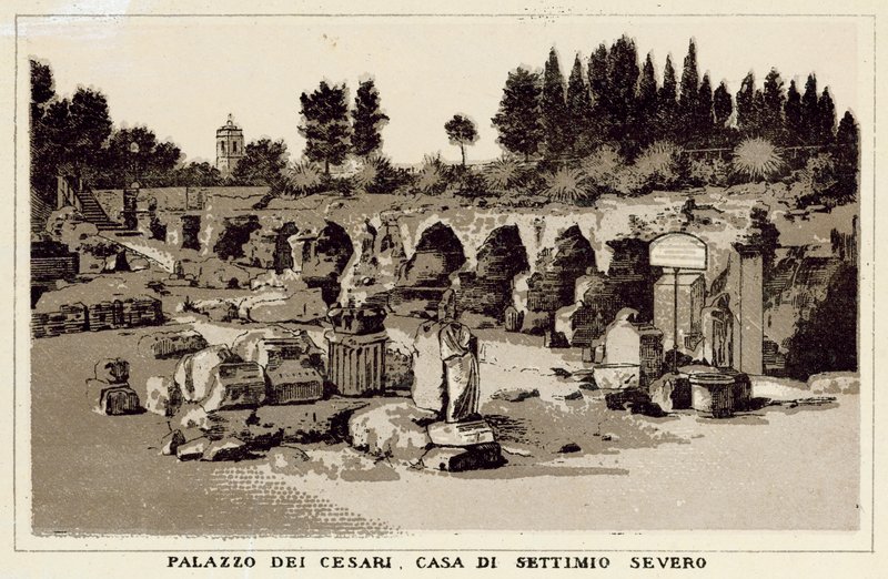 Rooma: Palazzo Dei Cesari, Septimius Severuksen talo (litho) tekijältä Italian School