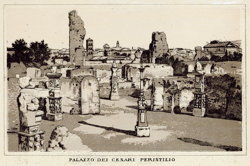 Rooma: Palazzo Dei Cesari, Peristyle (litho) tekijältä Italian School