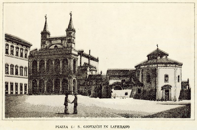 Rooma: Piazza Di S Giovanni Laterano (litho) tekijältä Italian School