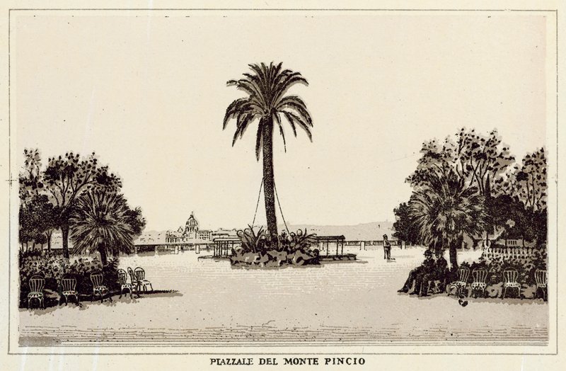 Rooma: Piazzale Del Monte Pincio (litho) tekijältä Italian School