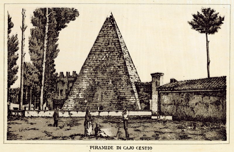 Rooma: Cajo Cestion pyramidi (litho) tekijältä Italian School