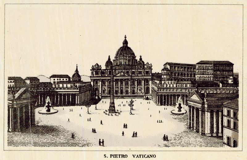 Rooma: Pyhä Pietari Vatikaani (litho) tekijältä Italian School