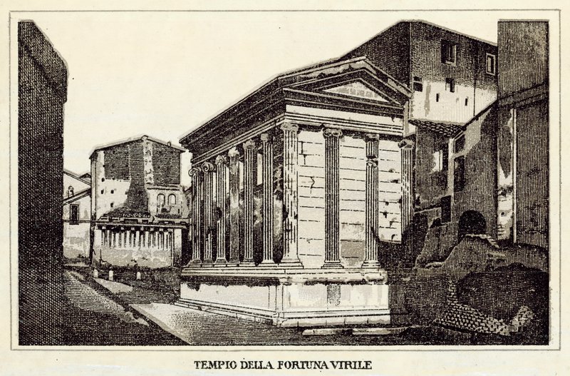 Rooma: Virile Fortunen temppeli (litho) tekijältä Italian School