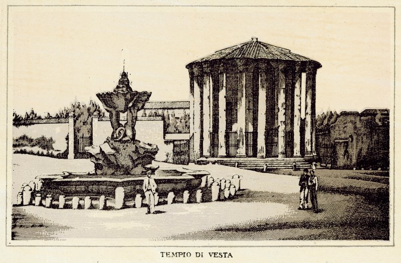 Rooma: Vestan temppeli (litho) tekijältä Italian School