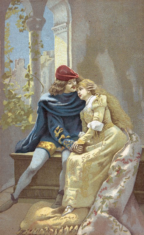 Romeo ja Julia (värilitografia) tekijältä Italian School