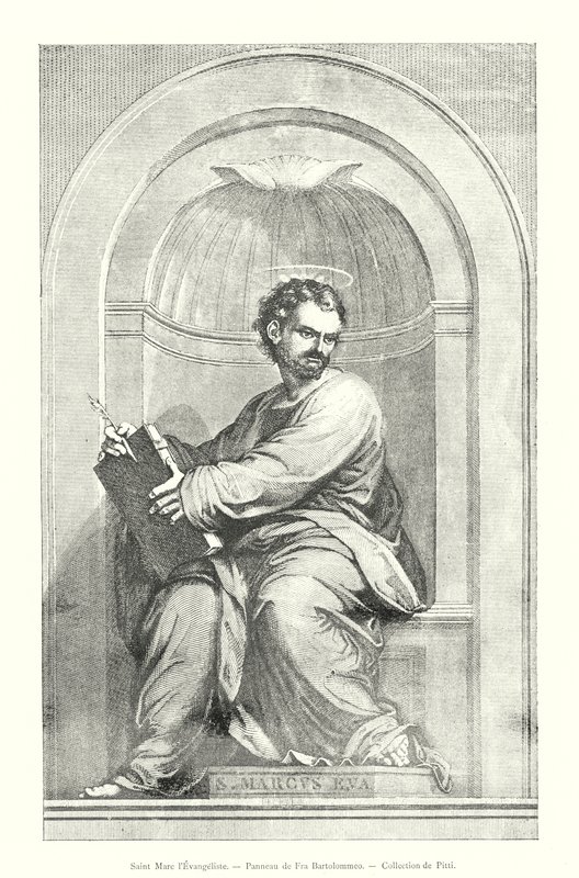 Pyhä Markus evankelista, Fra Bartolommeon paneeli, Pitti-kokoelma (kaiverrus) tekijältä Italian School
